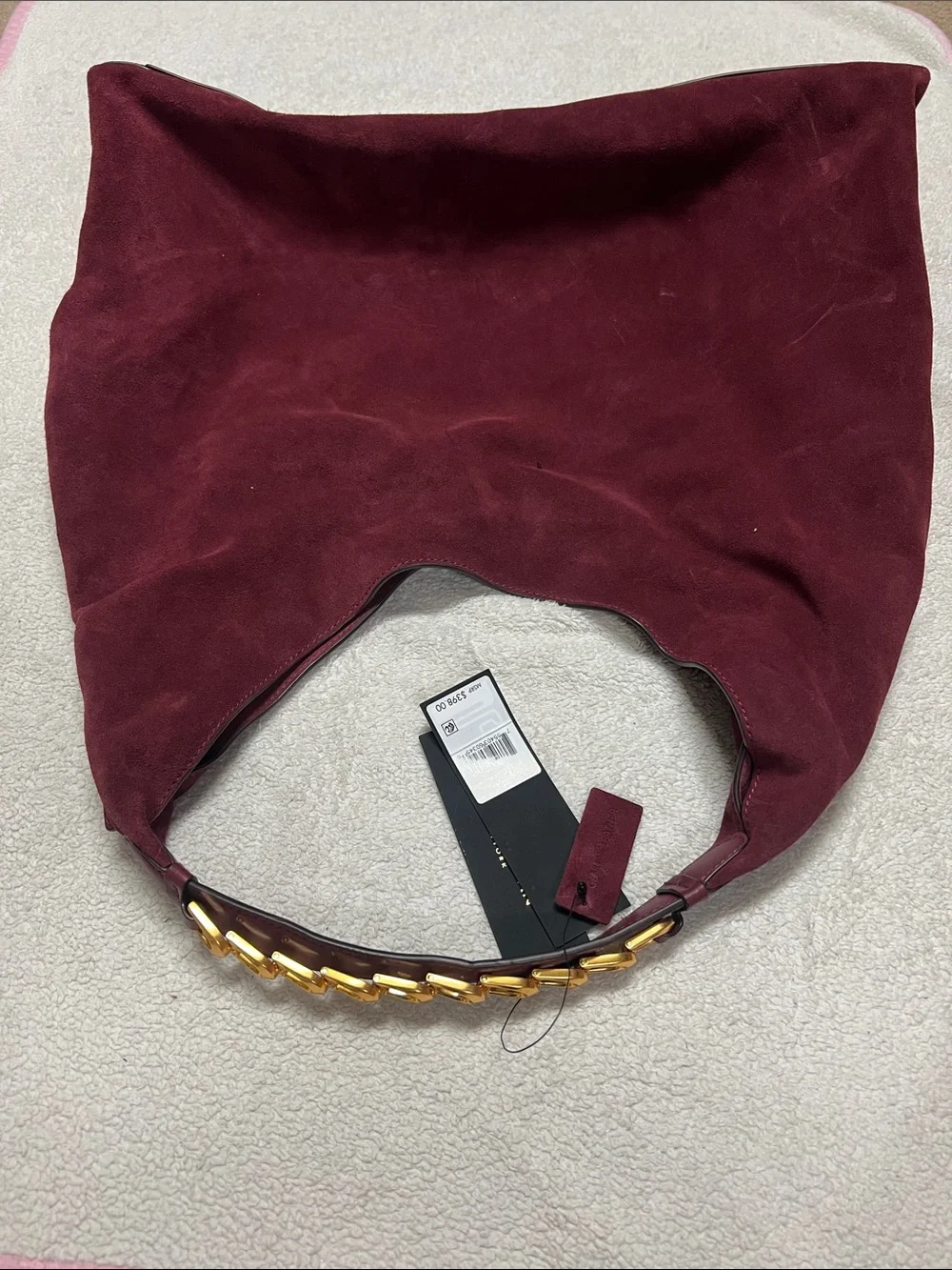 Donna Karen New York Bellmore Extra Large Suede Hobo With Bezel Strap